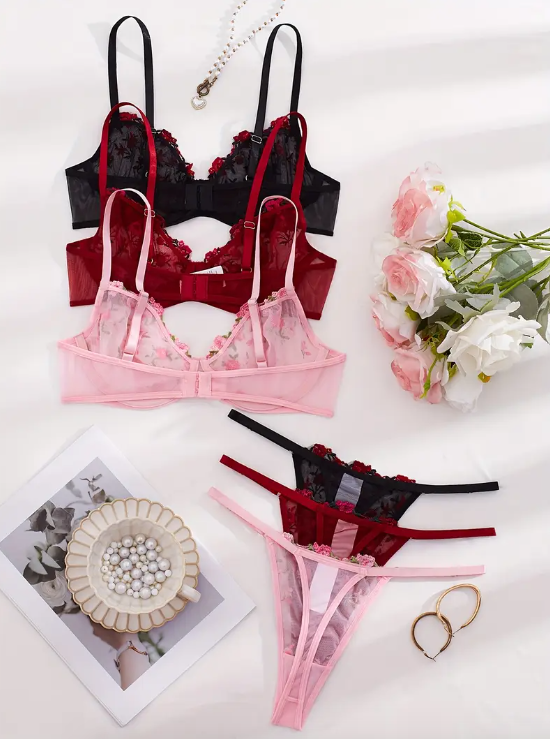 Conjunto bordado floral - Autumn Flame