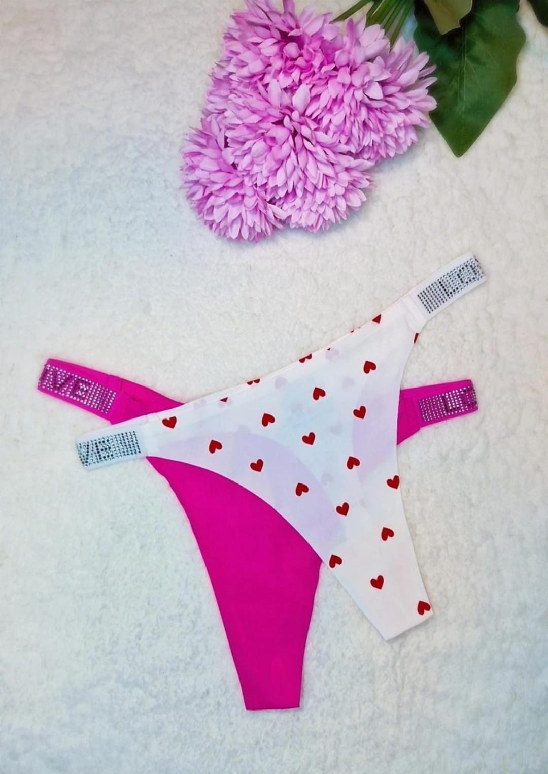 Tangas vibrantes - Sweet Touch Fucsia - Blanco corazones