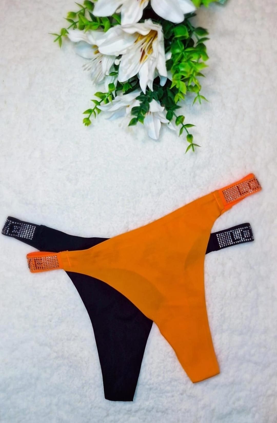 Tangas vibrantes - Sweet Touch Negro - Naranja