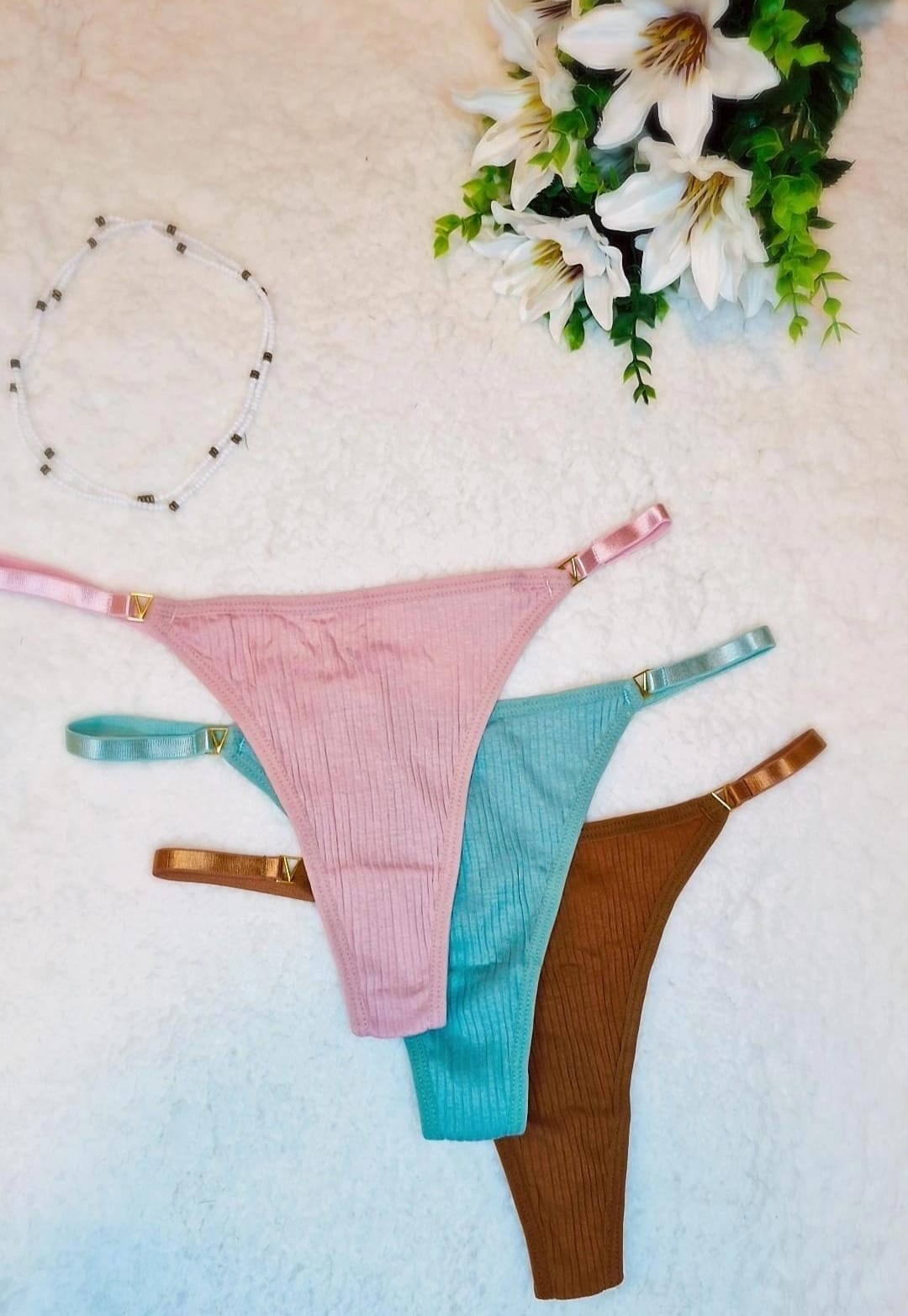 Tangas Low & Lovely - Suaves. Rosa claro - Azul claro - Marrón