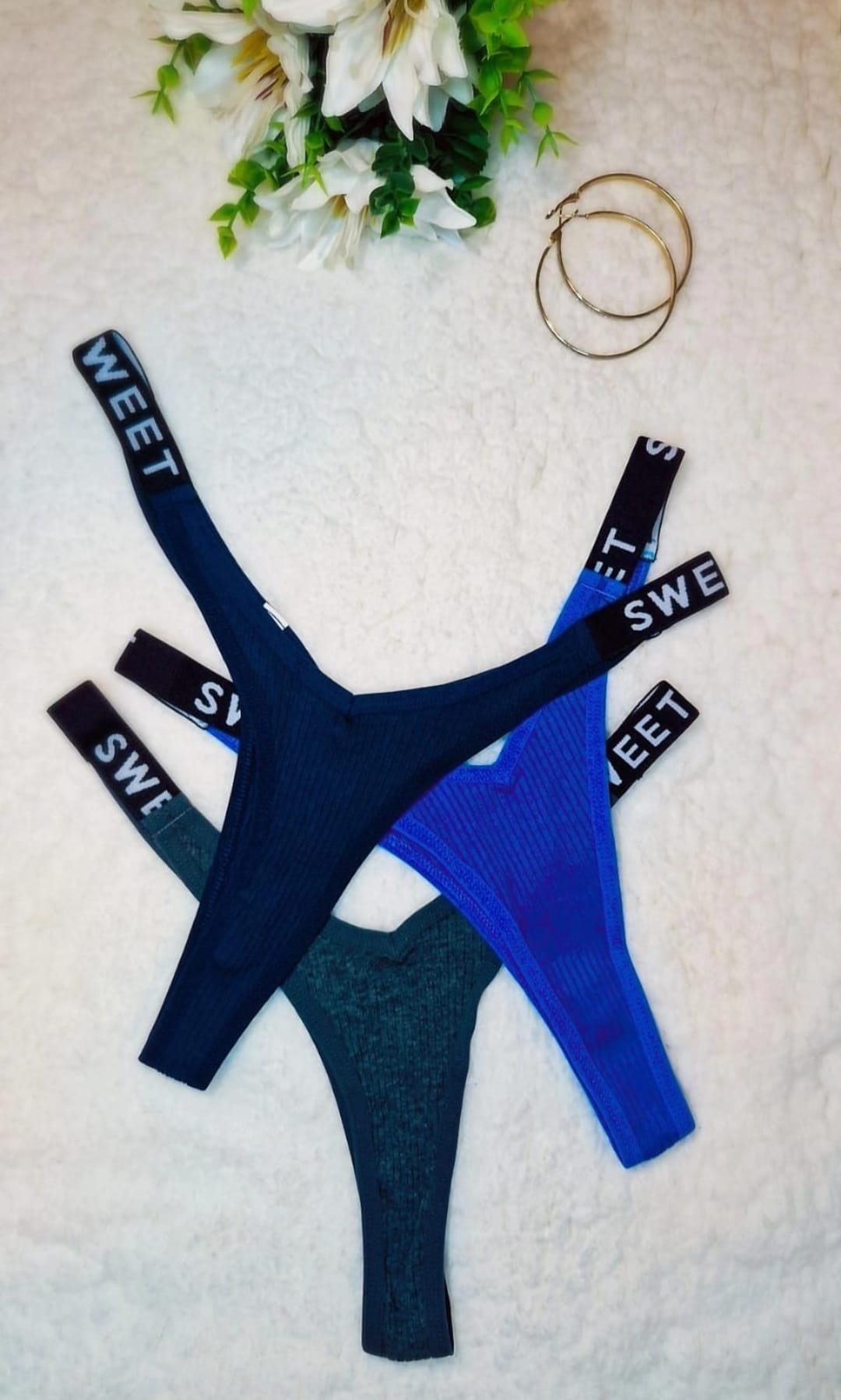 Sweet Trio - Acanaladas. Azul oscuro - Azul - Azul jaspeado