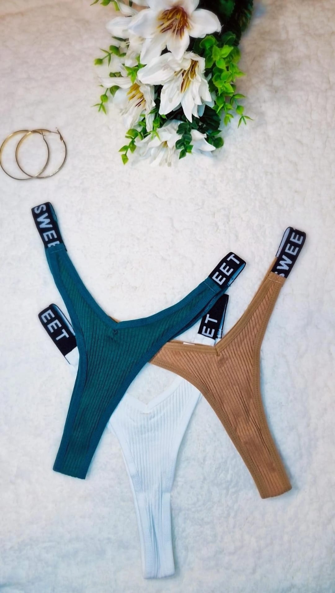 Sweet Trio - Acanaladas. Azul roto - Marrón claro - Blanco